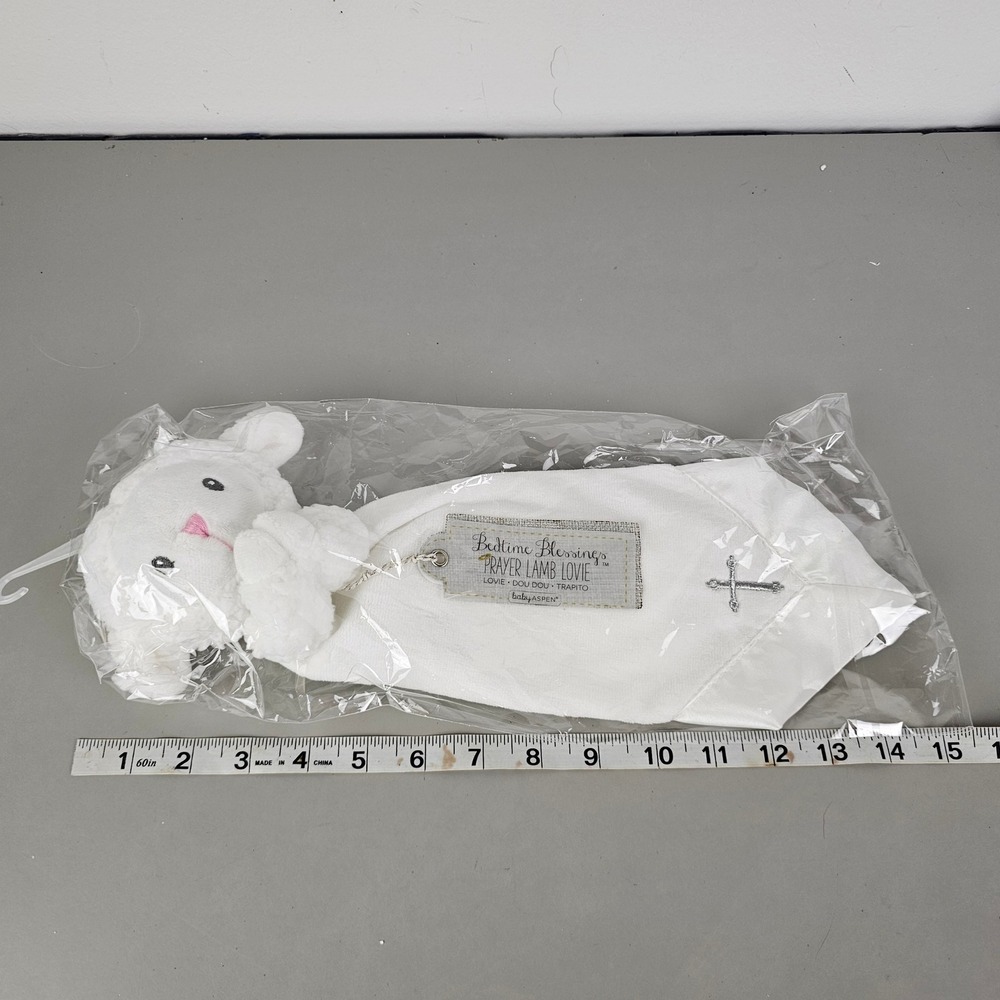 Baby Aspen Bedtime Blessings Prayer Lamb Lovie White Cross BA12036NA NEW - Picture 6 of 6